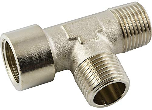 Fittingteile - T-Stück Verteiler Messing vernickelt Druckluft Wasser Sanitär (Ausführung: Innen x Außen x Außengewinde - Gewindegröße: G 3/4)