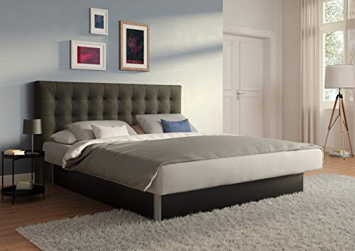 SuMa - Wasser Bett 180x220 dual freistehend m. Sockel schwarz und Kopfteil Nuevo, Farbe anthrazit 180x220 cm