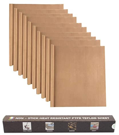 MR.R 10 Stück 16''x20''（40 x 50 cm）, 0,11 mm Dicke, PTFE-Teflon-Blatt für Wärmepresse, Transferpapier, antihaftbeschichtet, wiederverwendbar, hitzebeständig, Bastelmatte für Hitzepressmaschinen