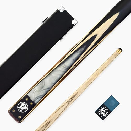 Jonny 8 Ball White Marble 2pc Centre Joint Pool Snooker Cue 9mm Tip Black Reinforced Case