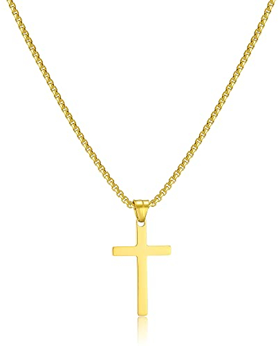 AFSTALR Kreuz Kette Herren Gold Kette mit Kreuz Anhänger Kette Christentum Schmuck Herren