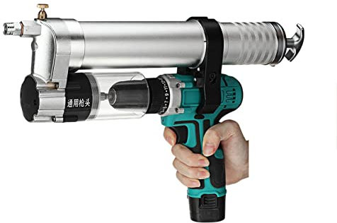 Boyuan Pistola engrasadora eléctrica 12V, con baterías de Litio de 2,0 Ah, Herramienta neumática, taladros eléctricos, Destornilladores de Impacto Cabezal de Pistola de conversión Universal