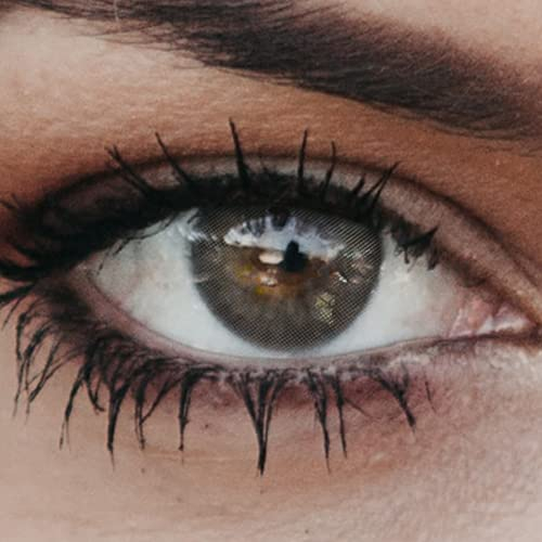 Glamlens lentilles de couleur grises naturelles colorées très haute opacité New York Dark Gray + étuis à lentilles de contact I 1 paire (2 pièces) I DIA 14,20 I sans correction I 0,00 Dioptries