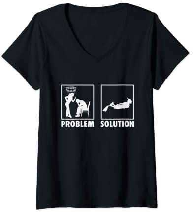Damen Schnorchel-Schnorchel-Statement-Problemlösung T-Shirt mit V-Ausschnitt