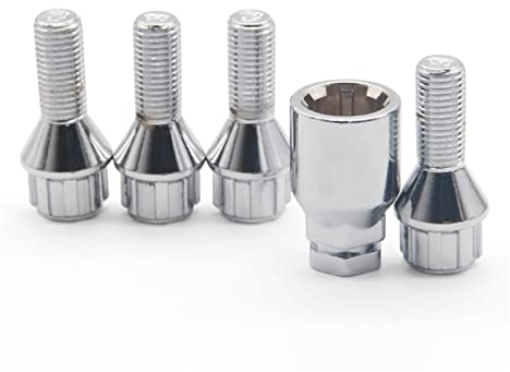 YEJIANGHUA 1 Set. FD010 M12 x 1,5 4 + 1 Aluminiumlegierung Radschloss Schraube Reifen Diebstahlsicherungsschrauben Mutter kompatibel mit BMW E30 E36 E46 E90 2003-2013 Natural