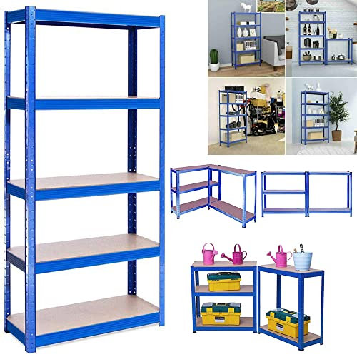 Unità di scaffalatura,scaffale regolabile del garage di 5 livelli, unità dello scaffale della cremagliera di stoccaggio del metallo, scaffale del garage Boltless,scaffale multiuso per il magazzino