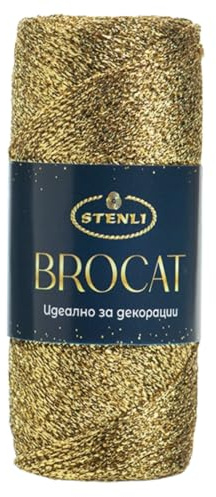 Stenli Häkelgarn Metallic Glitter fein in der Farbe Gold DIY Glitzern Garn 350 m 50 gr