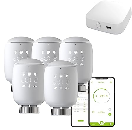 Qiumi Zigbee Thermostat de radiateur avec affichage LED et direction de police réglable, commande vocale avec Alexa Googlehome