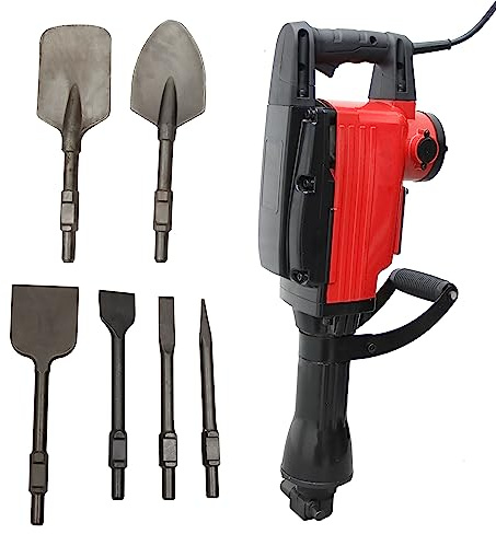 TECHTONGDA Electric Demolition Jack Hammer Concrete Breaker Chipping Rotary Hammer with 6 Chisel Bits 2KW