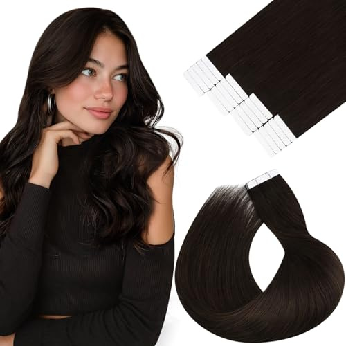 Vivien Tape in Extensions Echthaar Braun 30 cm Kurz Echthaar Extensions Tape Dunkelbraun Invisible Glatt 30g 20 Stücke #2