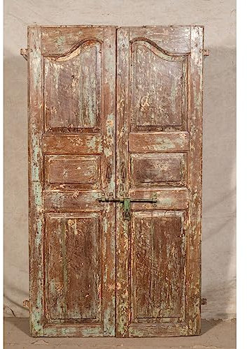 Biscottini Puertas interiores madera puerta doble 182 x 14 x 111 cm - Puerta de madera de estilo antiguo - Puerta de interior y exterior doble