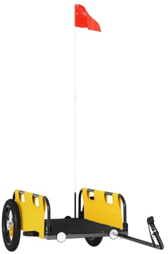 vidaXL Remorque de vélo Jaune Tissu Oxford et Fer, Chariot de vélo, Chariot de vélo, remorque de vélo pour Enfants, Poussette de vélo