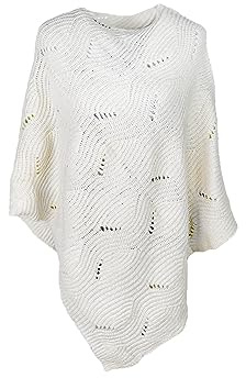 QUEEN HELENA Avslappnad elegant vinterkappa poncho MC22-1, Vit, one size