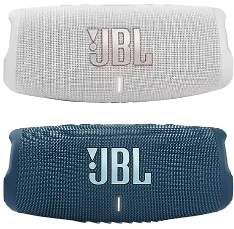 JBL Charge 5 - Waterproof Portable Bluetooth Speaker - White/Blue (Pair)