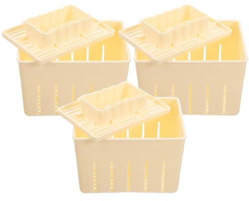 Happyyami 3sets Tofu Press Mould Household Tofu Maker Cheese Pressing Mold for Easy Preparation Safe Kitchen Tool Smooth Design for Convenient Use