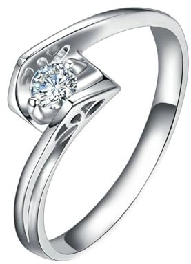 Hochzeitsringe Zur Deko, Verlobungsring Platin 18 Karat Weißgold AU750 Lab Diamant 0.12CT H Rundschliff VVS mit Größe 60 (19.1) Personalisiert