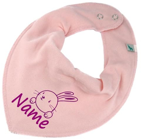 HALSTUCH Hase mit Name oder Text personalisiert für Baby oder Kind aus Baumwolle in Einheitsgröße