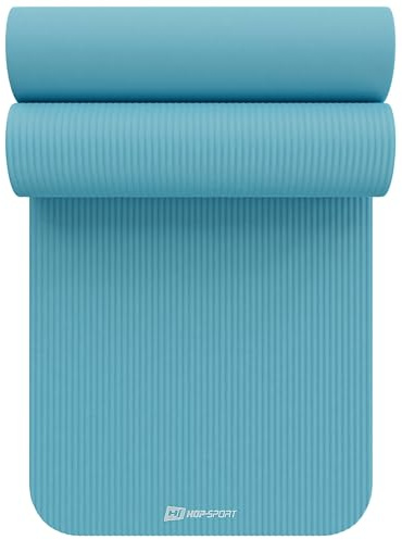 Hop-Sport Gymnastikmatte 190 x 60 cm x 1,5 cm, Sportmatte - gelenkschonend & rutschfest, Fitnessmatte aus NBR-Schaumstoff + Tragegurt- BLUE MIST