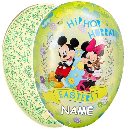 alles-meine.de GmbH 10 TLG. Set: Füll - Papper - 18 cm - Mickey Maus - inkl. Name - Osterei - Ei zum befüllen - Deko Pappe Papp Pappeier Dekoei Pappostereier Füllen - Papposterei..