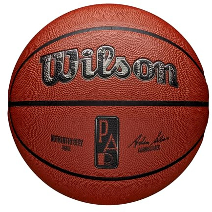 Wilson NBA Authentic City Basketball, City of Paris, Ever Bounce Technologie, Luftstandskontrollschicht und Pure Feel Oberfläche, Für verbesserten Grip, Farbe: Braun, Größe: 7