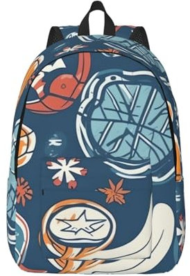 VducK Canvas-Rucksack für Damen und Herren, lässiger Tagesrucksack, Hockey-Elemente, kreativer Wanderrucksack, Outdoor-Reisetasche, Schwarz , M