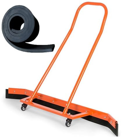 Escoba de goma resistente para exteriores, barredora de agua portátil con hoja de espuma reemplazable, ideal para suelos de hormigón/baldosas/madera, estacionamientos/cancha/patio
