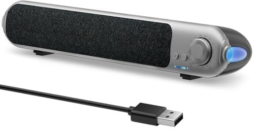 Senzer Altoparlanti per PC, Soundbar per computer, USB, RGB personalizzabile, altoparlanti per computer da gioco per monitor desktop, PC, laptop, Mac, telefono, tablet, grigio