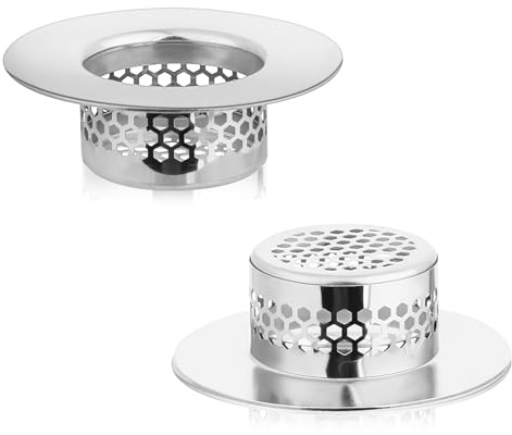 ZEYIYER 2 Stück Abflusssieb Edelstahl, 50 * 28 * 17 mm Abflusssieb Waschbecken, Waschbecken Sieb, Sieb Abfluss, Abflussieb Dusche Abfluss-sieb für Wäscherei, Wischmopp, Pool, Küche, Badewanne