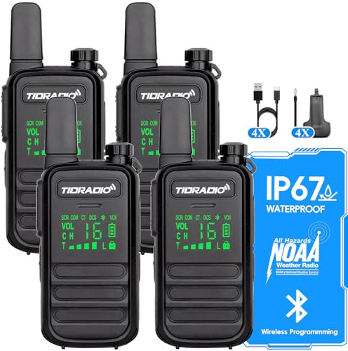 Walkie Talkies Waterproof IP67 TDRADIO TD-M11, Walkie Talkies for Adults Long Range with Wireless Programming Frequency Copy LED Display VOX 16CH Two Way Radio for Outdoor Activity,2 Way Radio-4Pack