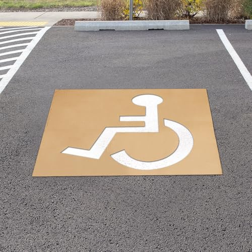 Pochoir pour Handicap pour Stationnement, 80x64cm Pochoir de Stationnement Réutilisable Panneaux pour Handicapés pour Parking Pochoirs de Trottoir pour Peinture | Pochoirs réutilisables pour parking, garage, trottoir, 80 x 64 cm