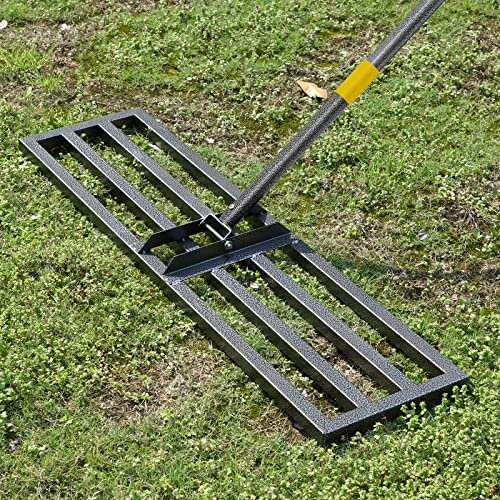 FLY HAWK Leveling Rake for Lawn, Yard & Soil - Heavy Duty Stainless Steel Garden Leveler Tool, 60inch Ergonomic Dirt Leveling Rake, Turf, Golf & Football Field