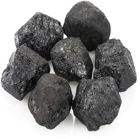 QINJIEJIE 100% Schwarzer Turmalin Stein Echt Große Kristall 4 Stück Rohstein Natursteine Edelstein Premium Turmalin Kristalle Wassersteine für Naturbelassene Rohsteine Meditation Reiki Dekosteine
