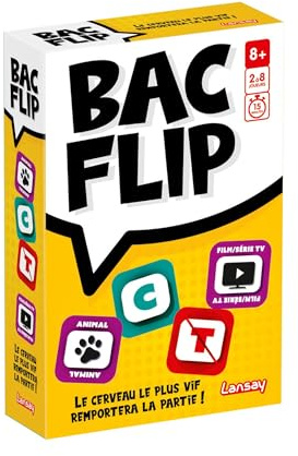 Lansay - BAC Flip - Jeu de Société d'Ambiance Amusant pour Enfants Dès 8 Ans - Trouvez des Mots avec Lettres et Thèmes - Développe Réflexes & Imagination - Jeu de Cartes - 2 à 6 Joueurs - en Français