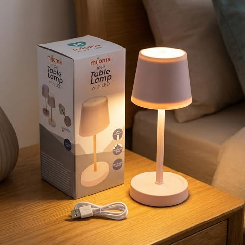 kabellose LED-Tischlampe LED Akku-Tischleuchte mit Touch-Schalter, dimmbar kabellos tragbar, Leselampe Nachttischlampe für Wohnzimmer, Schlafzimmer, Schreibtisch, Lesen - Rosa - Kunststoff - 26 cm