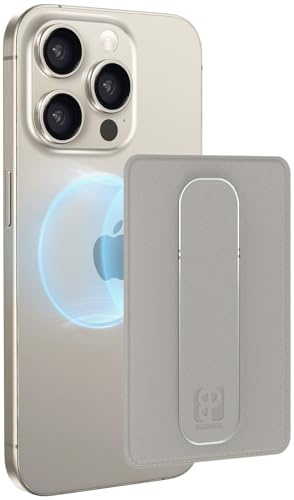 AMAYO - Magnetisch Handy Wallet Kartenhalter für MagSafe Wallet mit Fingerhalter - Kartenetui Telefon-Geldbörse Fingerhalterung Halter Ständer Griff - Halterung für iPhone Zubehör Hülle Case (Grey)