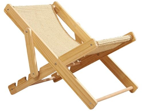 Verstellbares Katzenbett, Katzenloungesessel aus Sisal, Sisalbett Faltbare Katzenhängematte mit 10 kg Tragkraft, 4-stufig verstellbar für kleine Hunde, Katzen, Kleintiere