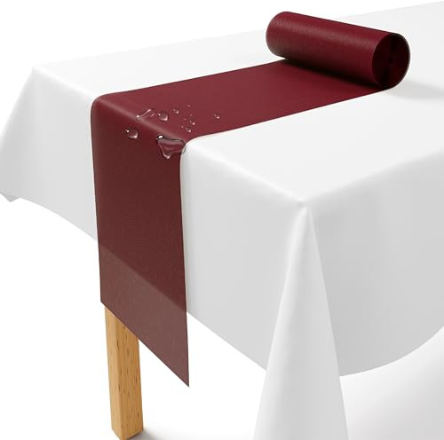Fleece bordslöpare bordeaux [30 cm x 25 m] – engångsbordsband som ädel bordslöpare bordsdekoration för bröllop, nattvard, dop, födelsedag, jul och ölbord fester