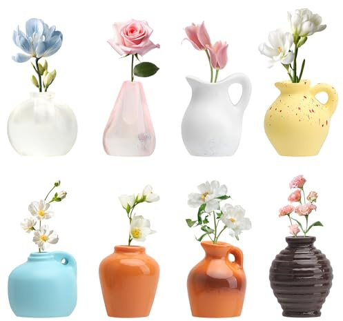 APOMOONS 8 Stück Mini Vase KüHlschrank Magnete, 3D Harz Blumenvasen, Magnet Deko, Süße Lustige Magneten Kühlschrank Set DIY Minivasen, Kleine Vase Geeignet für Küche, Büro Dekoration (Keine Blumen)