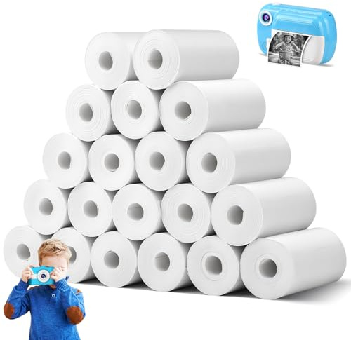 20 Rollen Thermopapier für Kinderkamera, 57mm x 30mm x 6,5m Thermodrucker Papier Weiß für Kinder Sofortbildkameras, Nachfülldruckpapier, Thermopapier für Scrapbooking, Fotos, Etiketten