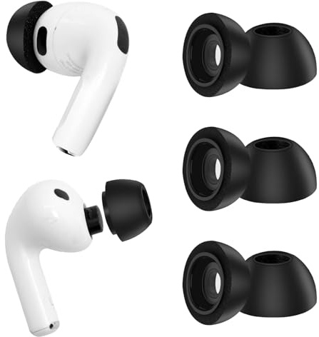 Ersatz-Ohrstöpsel für AirPods Pro 3, weiche Memory-Schaumstoff-Ohrstöpsel für AirPods Pro der 3 2025. Generation, kein Silikondruck, rutschfestes Design, passend für Ladecase, 3 Paar (M, Schwarz)