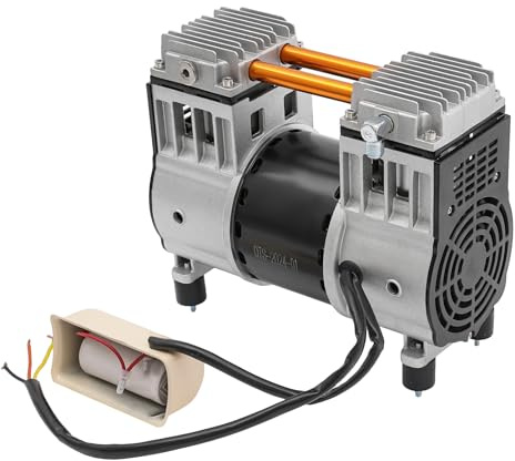 Luftkompressor Kopf 980W, 90L/min, Flüsterkompressor mit 2 Schalldämpfer Kupfermotor 1380 U/min Leiser Pumpenkopf, Geringe Geräusch für Werkstatt Kfz-Reparatur Fabriken