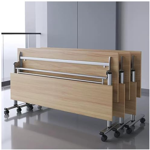 Mobiler Konferenztisch mit feststellbaren Rädern und Metallrahmen, Kapazität für 8 Personen, ideal für Home Office, Klassenzimmer und Veranstaltungsbesprechungen