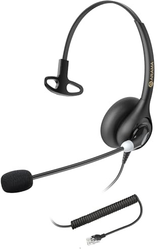 Arama Phone Headsets for Office Phones RJ600C1 RJ9 Wired Headset with Noise Canceling Mic Phones Desk Landline Headset with Microphone Compatible with Cisco Office Phone