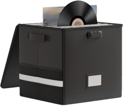 Boîte de rangement pour disques vinyles - 33 x 33 cm, boîte de rangement ignifuge, en vinyle imperméable, pliable, portable, boîte de rangement pour bureau à domicile à collectionner