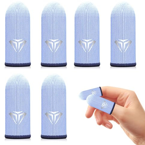 Lwezgi 6 Stück Gaming Finger Sleeves,Atmungsaktive Finger Sleeves mit Aufbewahrungsbox,SchweißAbweisend Fingersleeves für Touchscreen Spiele