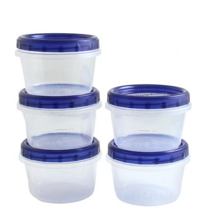 PH [16Oz - Blue - 5 Pk] Twist Top Food Storage Containers Leak-Proof, Airtight Soup Storage Canisters with Screw & Seal Lids BPA-Free, Stackable, Reusable Kitchen Essentials 16-Ounce