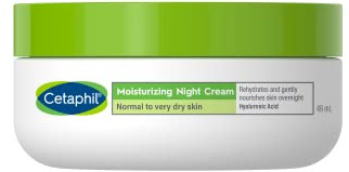 CETAPHIL Crema Hidratante Facial de noche con ácido hialurónico, pieles normales, secas y muy secas, hidrata durante la noche 48ML