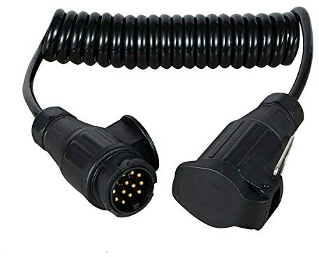 JVJ Anhänger Verlängerungskabel 3.0m Stecker Steckdose 13poliger auf 13 Polig spiralkabel 13-adriges Adapter Verbindung für Bootstrailer PKW-Anhänger Caravan Wohnwagen Fahrradträger usw