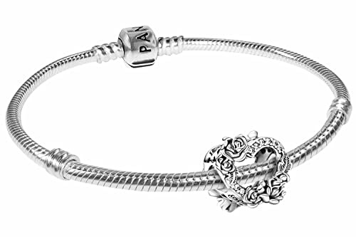 PANDORA Armband für Damen Starterset Offenes Herz und Rosenblüten zauberhafter Silberschmuck für Frauen, elegante Geschenkidee, 39826-20 20 cm
