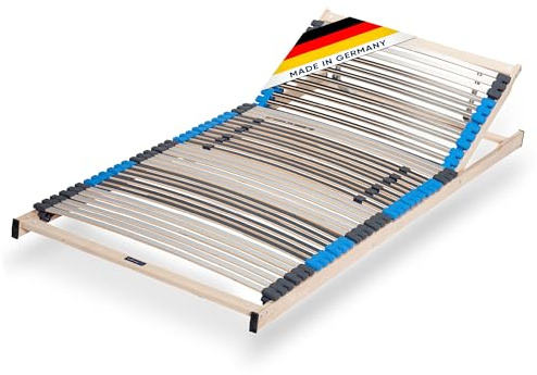 CubeSleep Pure Eco 7-Zonen Lattenrost verstellbar 42-Leisten 120x200 cm | Kopfteil verstellbar | fertig montiert | 6-fache Härteregulierung | Made In Germany | GS Zertifiziert